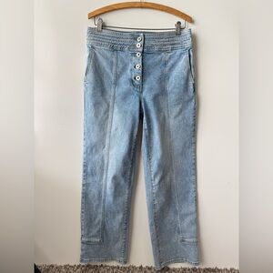 Chelsea & Violet Denim Pants Straight‎ Leg Button Front High Waist Size 30